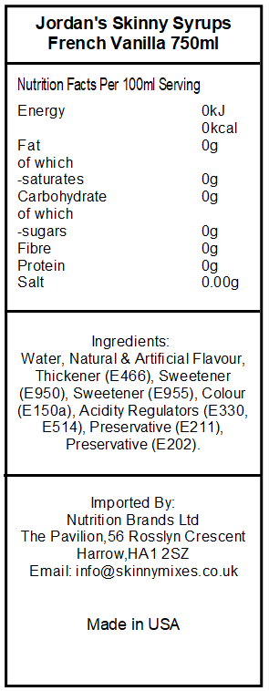 Sugar Free French Vanilla Syrup - Image 2